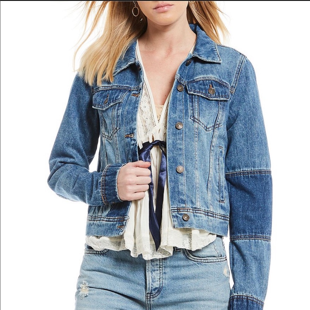 Free People Rumor Two Tone Denim Jacket - L